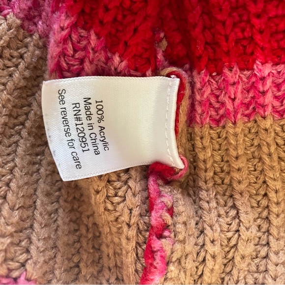 SO brand beige, pink, and red striped crew neck sweater Y2K women’s small - Picture 6 of 7